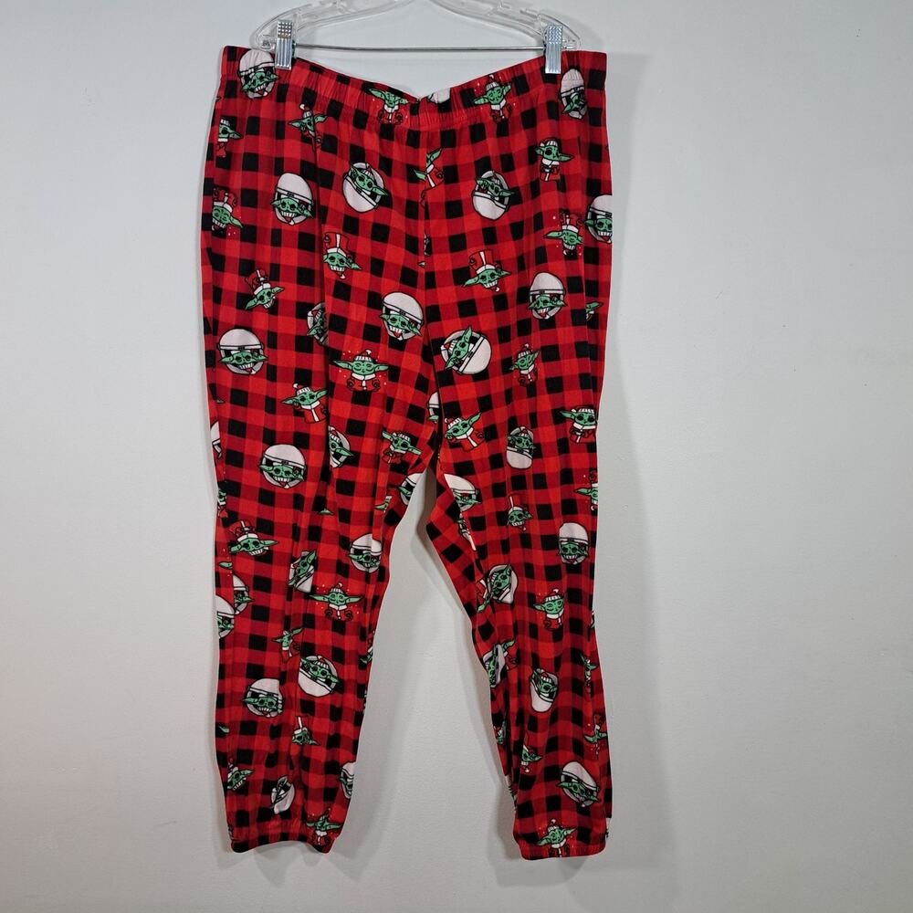 Women's Fleece Grogu Mandalorian Red and Black Pajama Pants Size XL - Picture 2 of 5